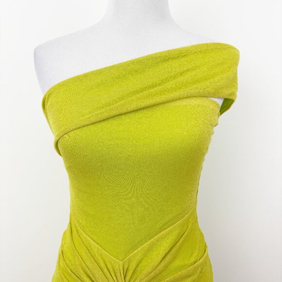 NWT Baobab Aria Dress Size S Lime Punch Midi Off-the-Shoulder Free People Slit - Picture 3 of 10
